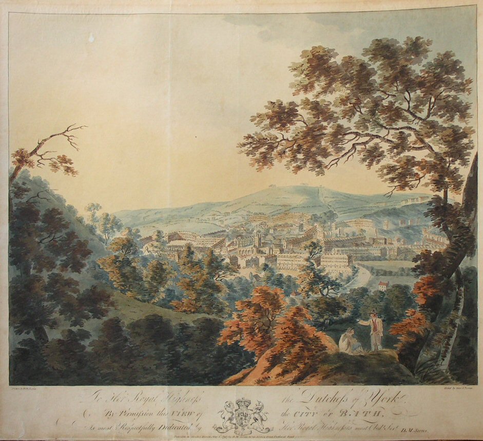 Etching - To Her Highness the Duchess of York, By Permission this View of the City of Bath is Most Respectfully Dedicated by Her Royal Highness's most Obedt. Servt. D.M.Serres. - Serres